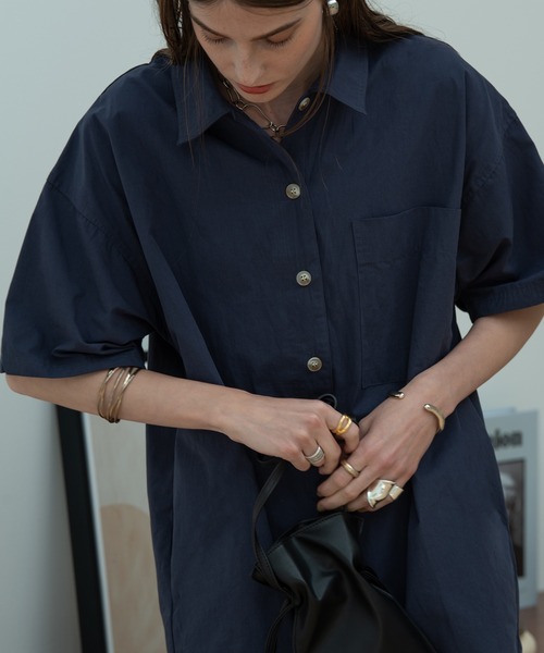 HANNE シャツショートロンパース HANNE オールインワン シャツショートロンパース : ZOZOTOWN