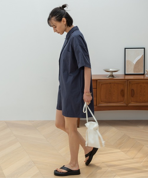 HANNE シャツショートロンパース HANNE オールインワン シャツショートロンパース : ZOZOTOWN