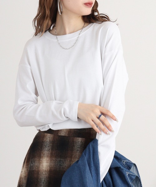 atONE（アットワン） tシャツ ラウンドヘム サイドスリット ロングT