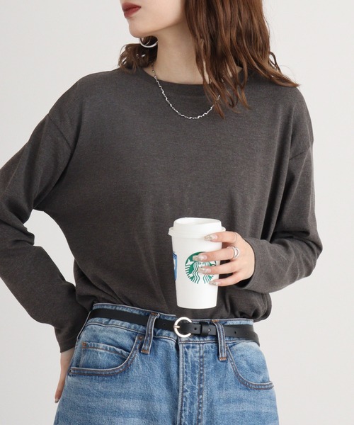 atONE（アットワン） tシャツ ラウンドヘム サイドスリット ロングT