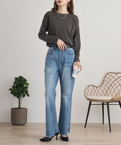 atONE（アットワン） tシャツ ラウンドヘム サイドスリット ロングT