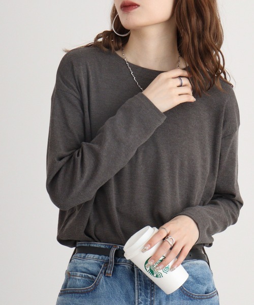 atONE（アットワン） tシャツ ラウンドヘム サイドスリット ロングT