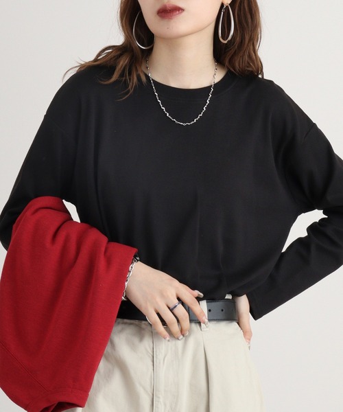 atONE（アットワン） tシャツ ラウンドヘム サイドスリット ロングT