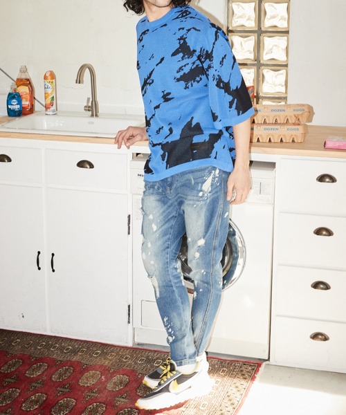 セーター ニット ADAMPATEK / abstract pattern short sleeve knit/ルーズシルエット半袖ニットTシャツ”ア | ADAM PATEK | 04