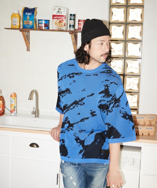 セーター ニット ADAMPATEK / abstract pattern short sleeve knit/ルーズシルエット半袖ニットTシャツ”ア | ADAM PATEK | 07