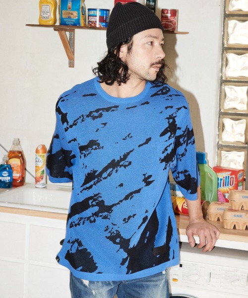 セーター ニット ADAMPATEK / abstract pattern short sleeve knit/ルーズシルエット半袖ニットTシャツ”ア | ADAM PATEK | 03