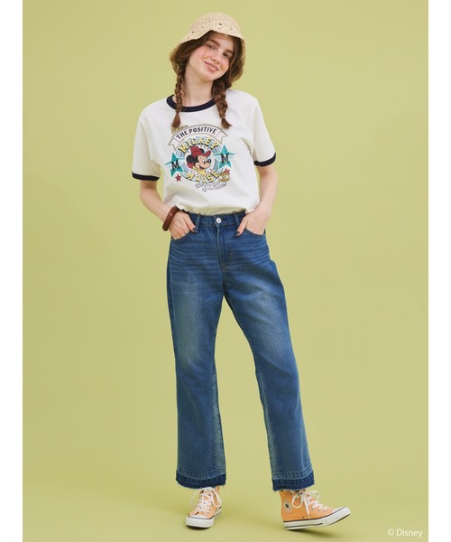 Disney（ディズニー） tシャツ 半袖 リンガーTシャツ/Mickey