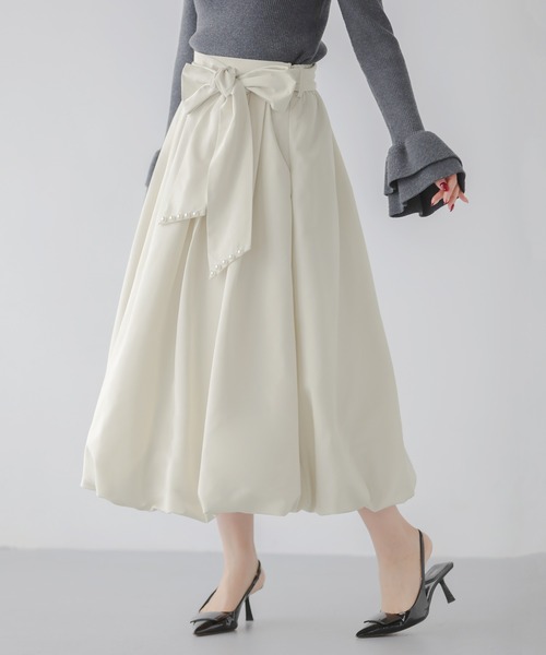 Fit more（フィットモア） スカート ウエストリボンバルーンスカート