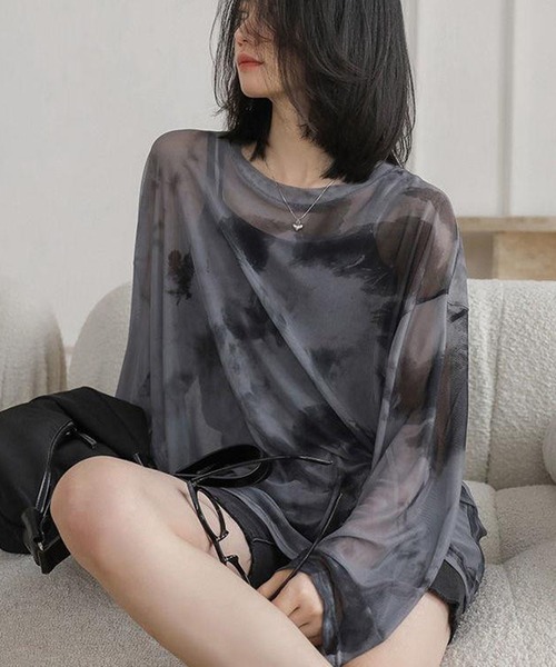 tシャツ シアータイダイTシャツ レディース LADY LIKE tシャツ タイダイ柄シアートップス レディース