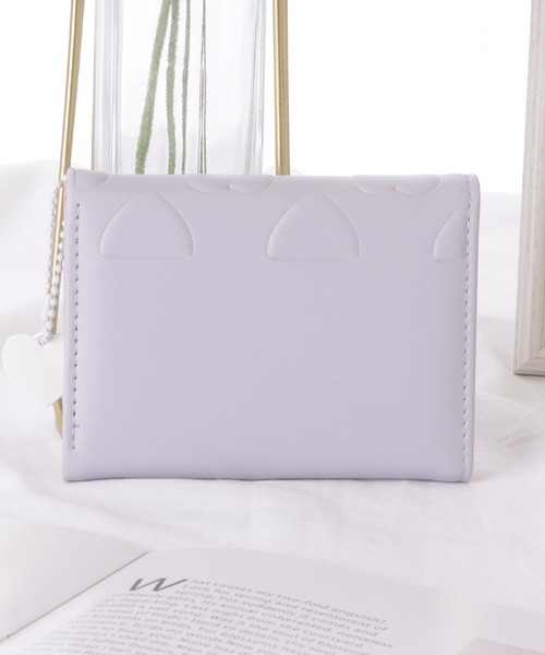 Lace Ladies 財布 ハート柄 三つ折り スクエア レディース