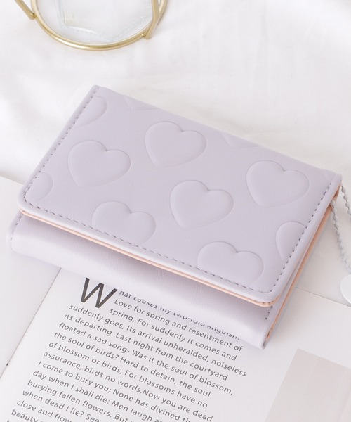 Lace Ladies 財布 ハート柄 三つ折り スクエア レディース
