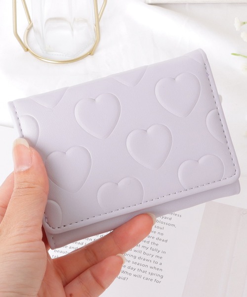 Lace Ladies 財布 ハート柄 三つ折り スクエア レディース