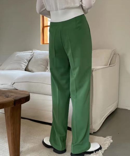 DESCENDANT 24SS DC-3 パンツ L green 緑 スラックス Rashik スラックス パンツ ストレートセンタープレスカラー