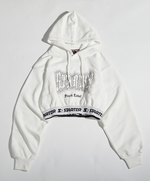 STARTER BLACK LABEL パーカー 裏起毛ショート丈裾ロゴテープ付
