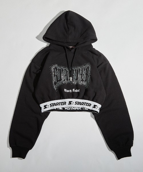 STARTER BLACK LABEL パーカー 裏起毛ショート丈裾ロゴテープ付