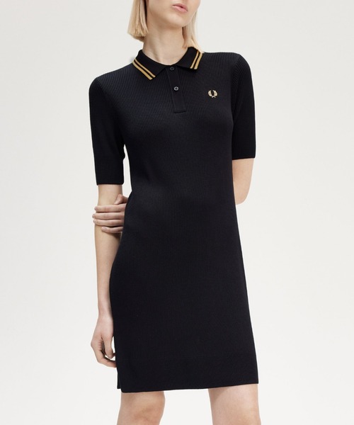 フレッドペリー リブニットポロシャツワンピース FRED PERRY ワンピース Ribbed Knitted Shirt Dress／リブニット