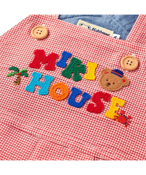 ミキハウスベアサロペットオーバーオール  80.90 MIKI HOUSE サロペット オーバーオール ミキハウスベア 7分丈
