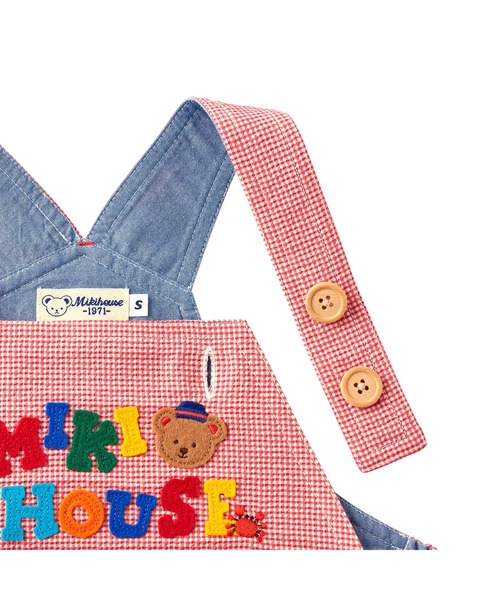 MIKI HOUSE サロペット オーバーオール ミキハウスベア 5分丈