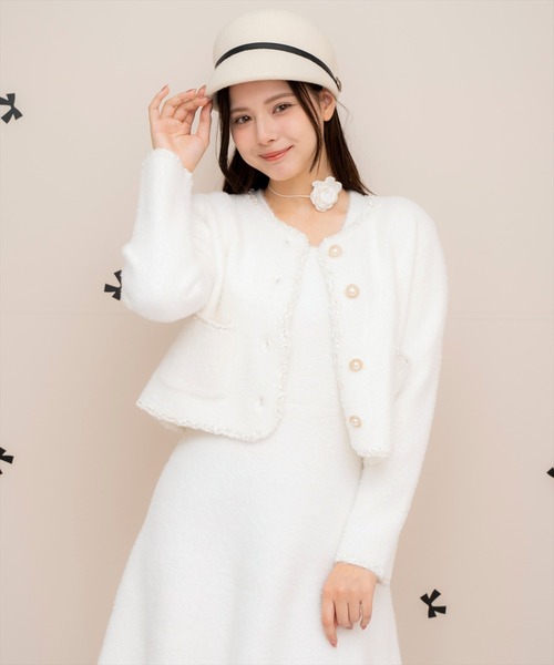 ウィルセレクション ブレード付きフェザーヤーンジャケット＆ワンピース　セット SALE／30%OFF】WILLSELECTION ブレード付きフェザーヤーンジャケット