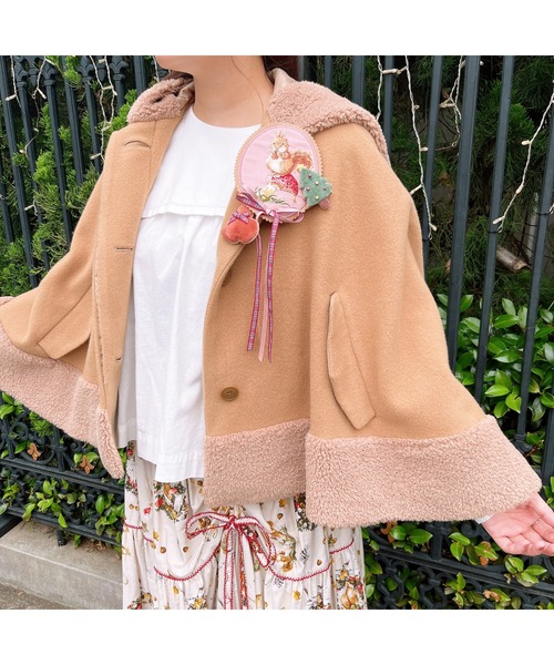 PINK HOUSE ポンチョ PINK HOUSE（ピンクハウス） ポンチョ フード付きケープ レディース