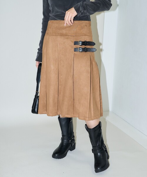 スカート MARY QUANT × PUBLUX/マリークワント フェイクスエード ダブルベルト ローライズ プリーツスカート　限定展開 | PUBLUX | 07