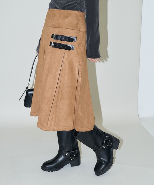 スカート MARY QUANT × PUBLUX/マリークワント フェイクスエード ダブルベルト ローライズ プリーツスカート　限定展開 | PUBLUX | 08