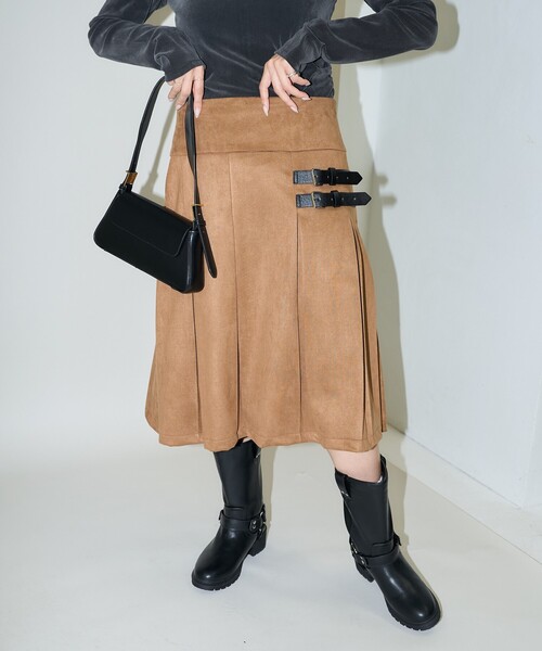 スカート MARY QUANT × PUBLUX/マリークワント フェイクスエード ダブルベルト ローライズ プリーツスカート　限定展開 | PUBLUX | 09