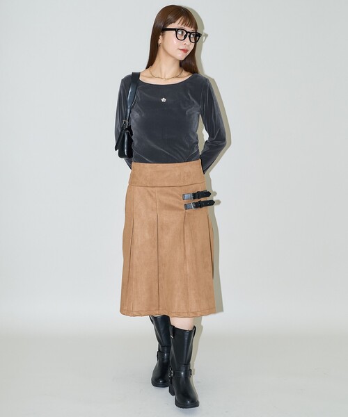 スカート MARY QUANT × PUBLUX/マリークワント フェイクスエード ダブルベルト ローライズ プリーツスカート　限定展開 | PUBLUX | 10