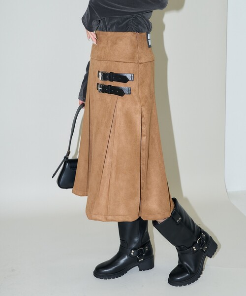 スカート MARY QUANT × PUBLUX/マリークワント フェイクスエード ダブルベルト ローライズ プリーツスカート　限定展開 | PUBLUX | 14