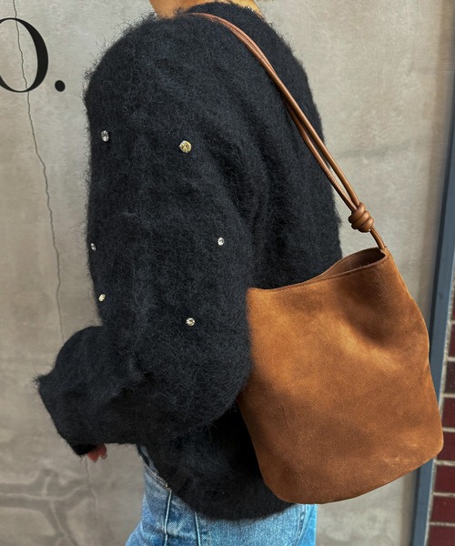 MOLTEMANI　ブラウン スエード ショルダーバッグ スエードショルダーバッグ | ブラウン - 古着屋グレープフルーツ