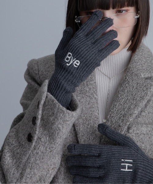 手袋 ロゴ刺繍グローブ手袋/スマホ対応/新色追加 レディース