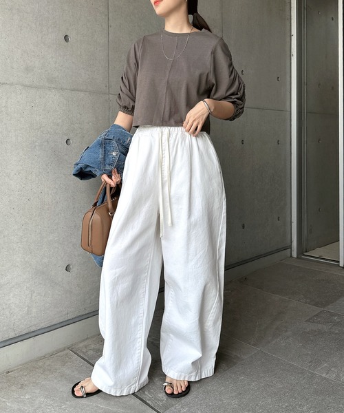 Freesia tシャツ 半袖 袖スリットオープンショートトップス レディース
