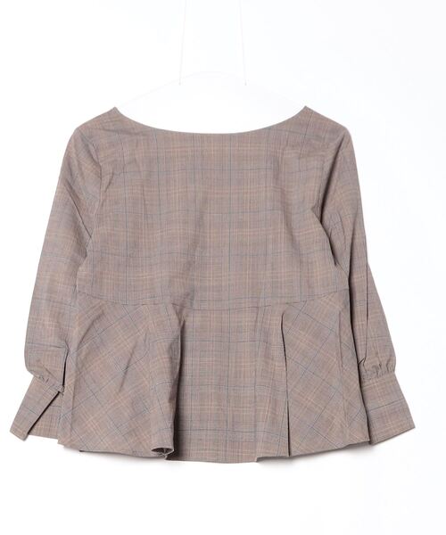 「Rouge Fonce」 チェック柄長袖ブラウス - ブラウン レディース_画像2
