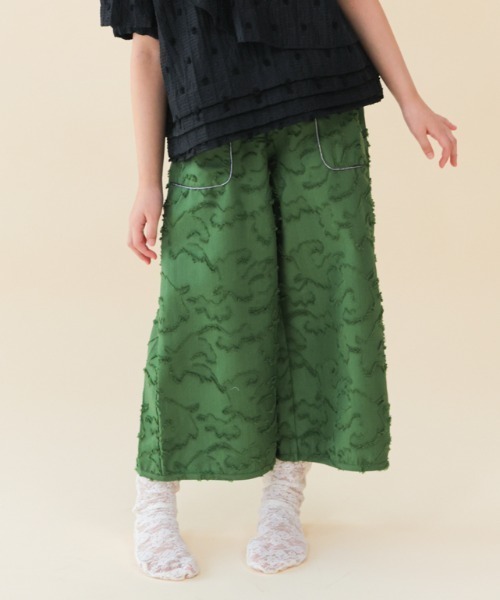 ワイドパンツ パンツ フリンジラインベイカーワイドパンツ キッズ 子供服 女の子の画像