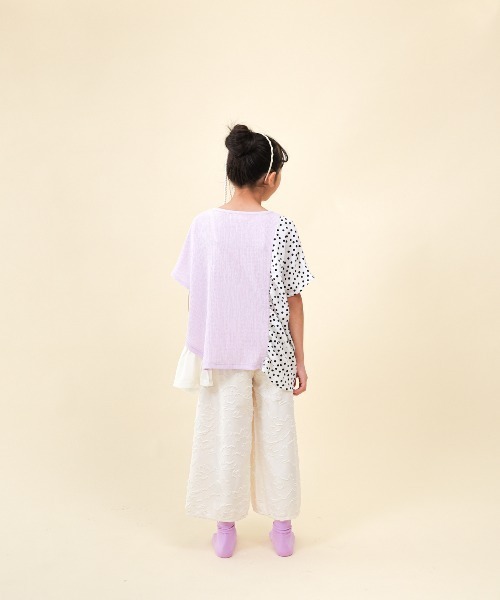 ワイドパンツ パンツ フリンジラインベイカーワイドパンツ キッズ 子供服 女の子の画像