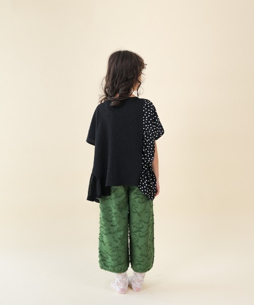 ワイドパンツ パンツ フリンジラインベイカーワイドパンツ キッズ 子供服 女の子の画像