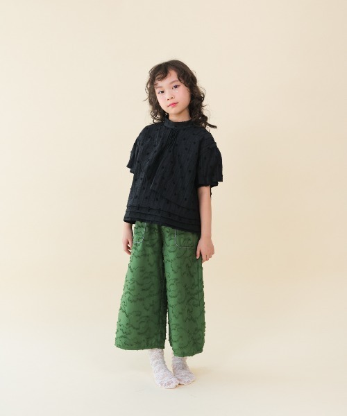 ワイドパンツ パンツ フリンジラインベイカーワイドパンツ キッズ 子供服 女の子の画像