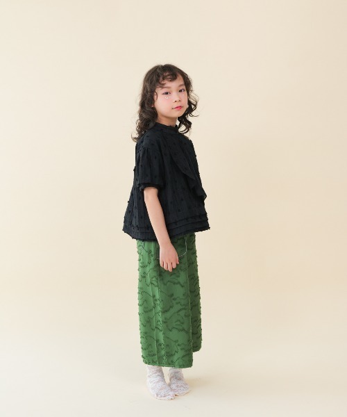 ワイドパンツ パンツ フリンジラインベイカーワイドパンツ キッズ 子供服 女の子の画像