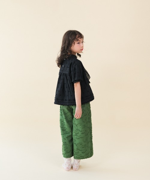 ワイドパンツ パンツ フリンジラインベイカーワイドパンツ キッズ 子供服 女の子の画像