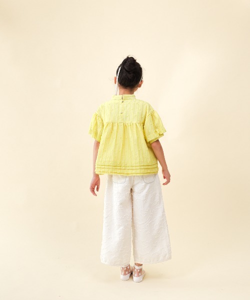 ワイドパンツ パンツ フリンジラインベイカーワイドパンツ キッズ 子供服 女の子の画像