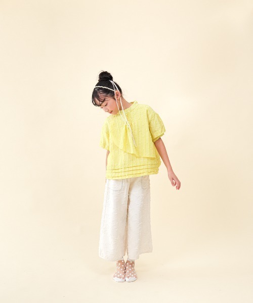 ワイドパンツ パンツ フリンジラインベイカーワイドパンツ キッズ 子供服 女の子の画像