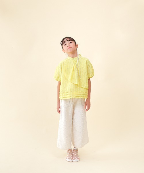 ワイドパンツ パンツ フリンジラインベイカーワイドパンツ キッズ 子供服 女の子の画像