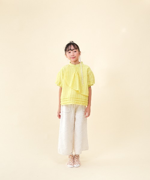 ワイドパンツ パンツ フリンジラインベイカーワイドパンツ キッズ 子供服 女の子の画像