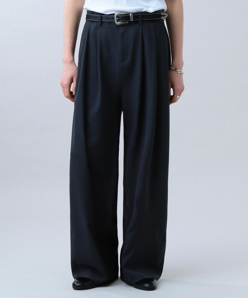 LURAKU スラックス 「LURAKU」two tuck wide straight slacks