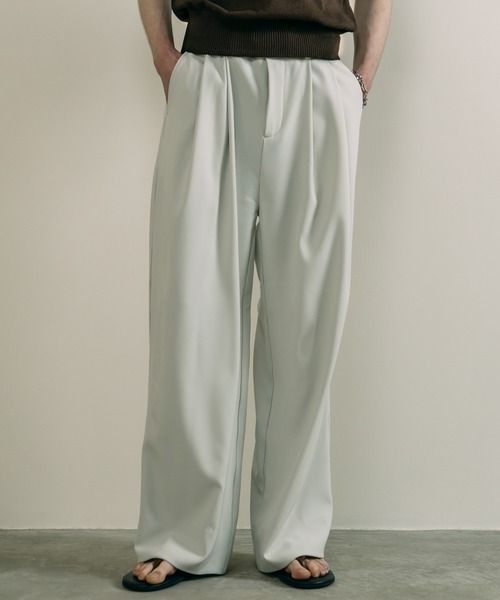 LURAKU スラックス 「LURAKU」two tuck wide straight slacks