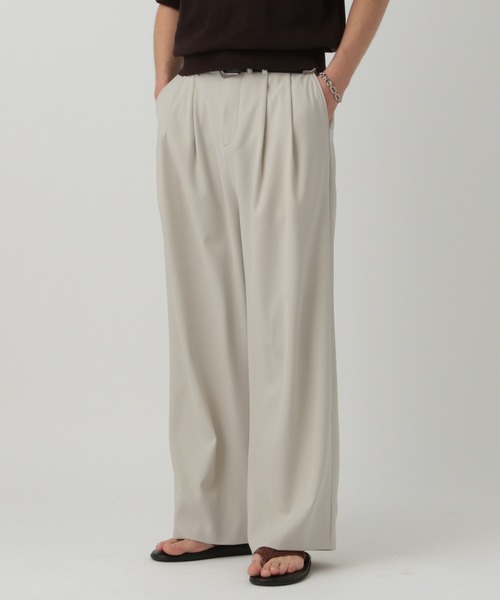 【LURAKU】One tuck straight slacks LURAKU スラックス 「LURAKU」One tuck straight slacks / 1