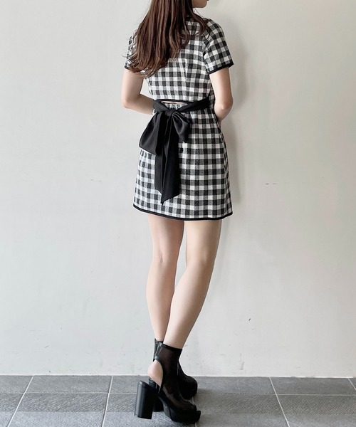 NOMAE リボンミニワンピース チェック NOMAE ワンピース BACKリボンミニワンピース : ZOZOTOWN Yahoo