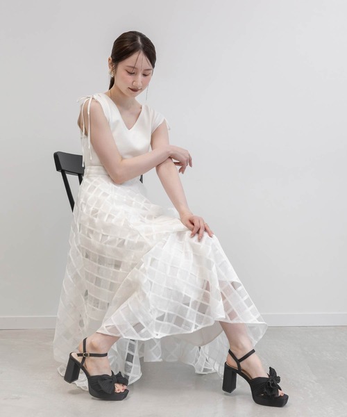 RANDA（ランダ） ワンピース ニットドッキングチェックワンピース