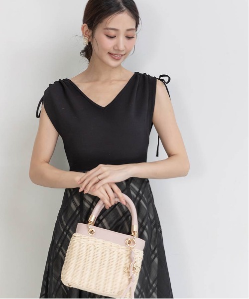 RANDA（ランダ） ワンピース ニットドッキングチェックワンピース