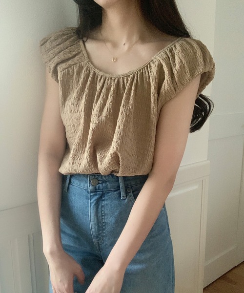 LAUIR(ラウアー) ブラウス シャツ ぽこぽこギャザーブラウス LAUIR(ラウアー) ブラウス シャツ ぽこぽこギャザーブラウス